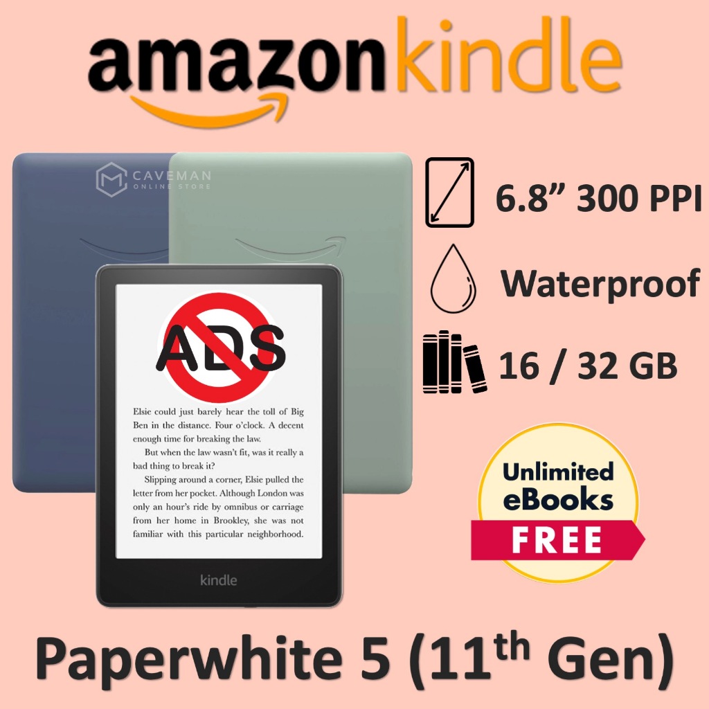 [No Ads] GREEN | DENIM Kindle Paperwhite 5 (11th Gen) - 16 / 32GB Signature Edition