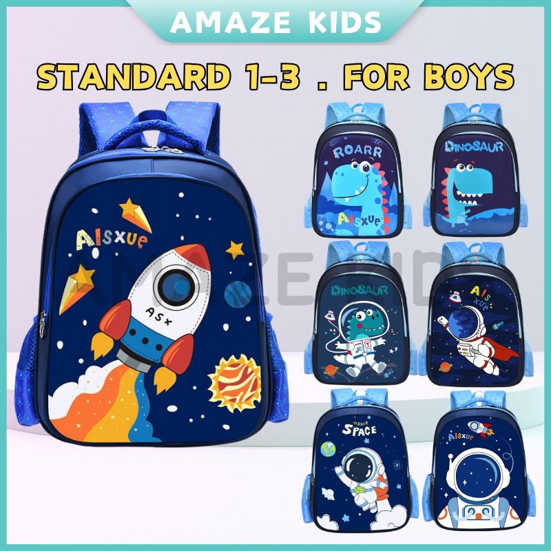 AMAZEKIDS Primary School Bag Boy Kids Waterproof Backpack Bagpack Beg Sekolah Rendah Murah Budak Lelaki Viral 小学生书包男