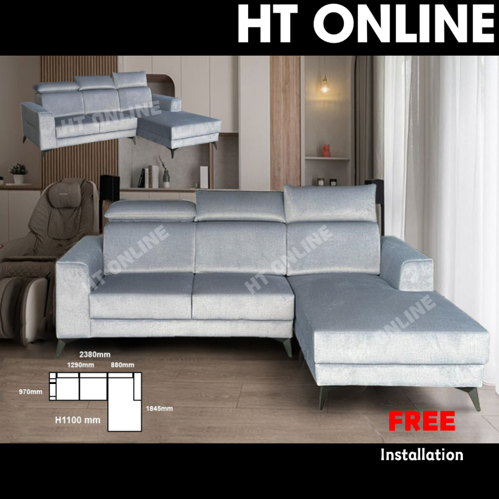 HT ONLINE / L Shape Sofa Murah / L Shape Sofa Ruang Tamu / Living Room Furniture / 3 Seater Sofa Bed