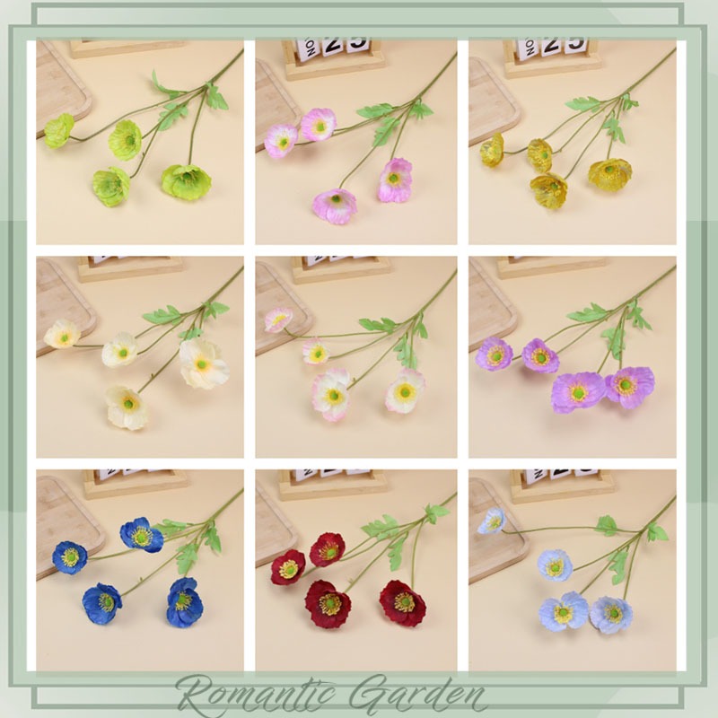 4 Heads Poppies Artificial Flowers 60cm With Silk Cloth Meterial For Home|Wedding| Decoration