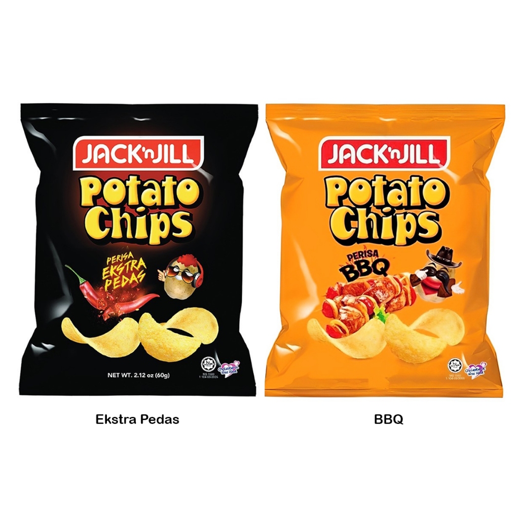 BBD Jack & Jill Potato Chips Extra Hot & Spicy Ekstra Pedas / BBQ (60g) JJ01