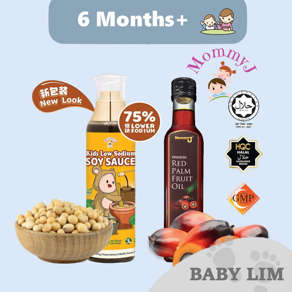 [Ready Stock] MommyJ Mommy J Premium Red Palm Fruit Oil 6m+ (250ml) Traditionally Fermented Soy Sauce 45% Less Sodium