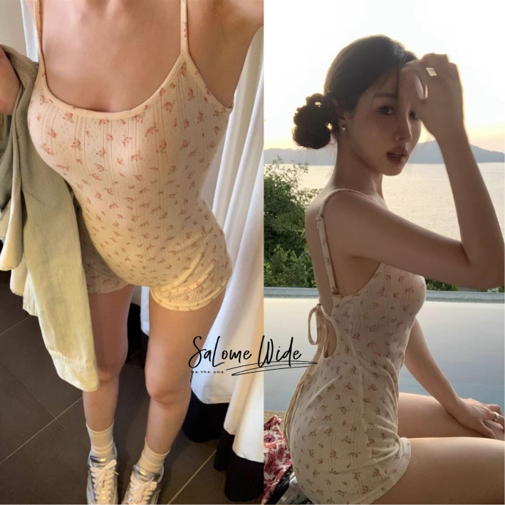 [Ready Stock] 1127 INS Women Sexy Camisoles Bodysuit Floral Printed Jumpsuit Pyjamas 性感连身衣