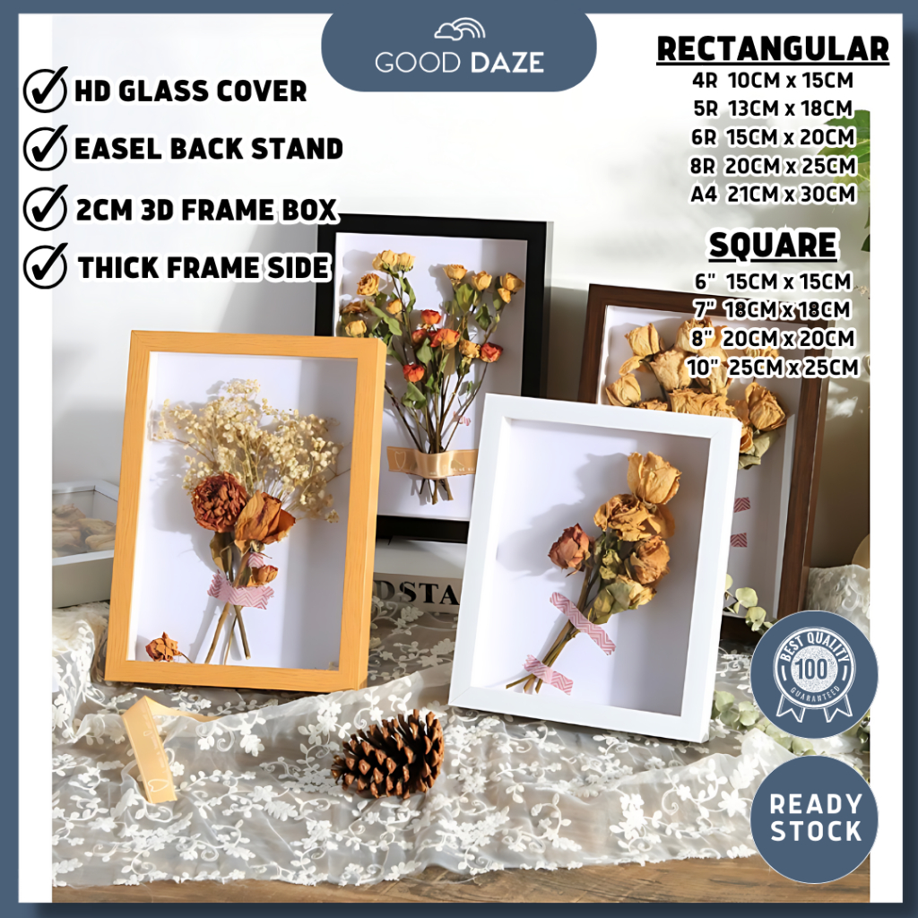 GOOD DAZE Hollow Frame 3D Wooden Frame For DIY Flower Frame 3D中空立体木相框Bingkai Foto Gambar Mas Kahwin