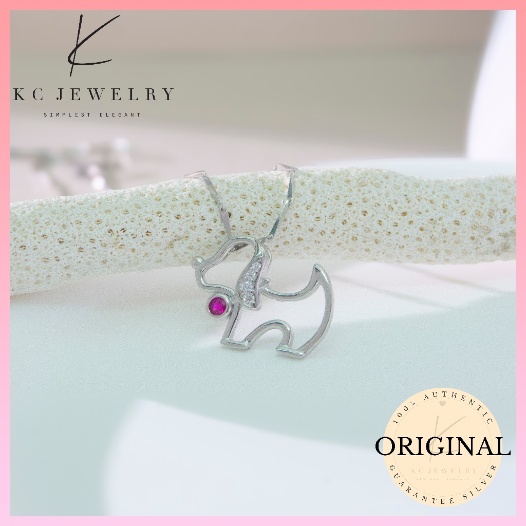 KC Jewelry S925 Silver - Simple Cute Hollow Puppy with Zicronia Pendant