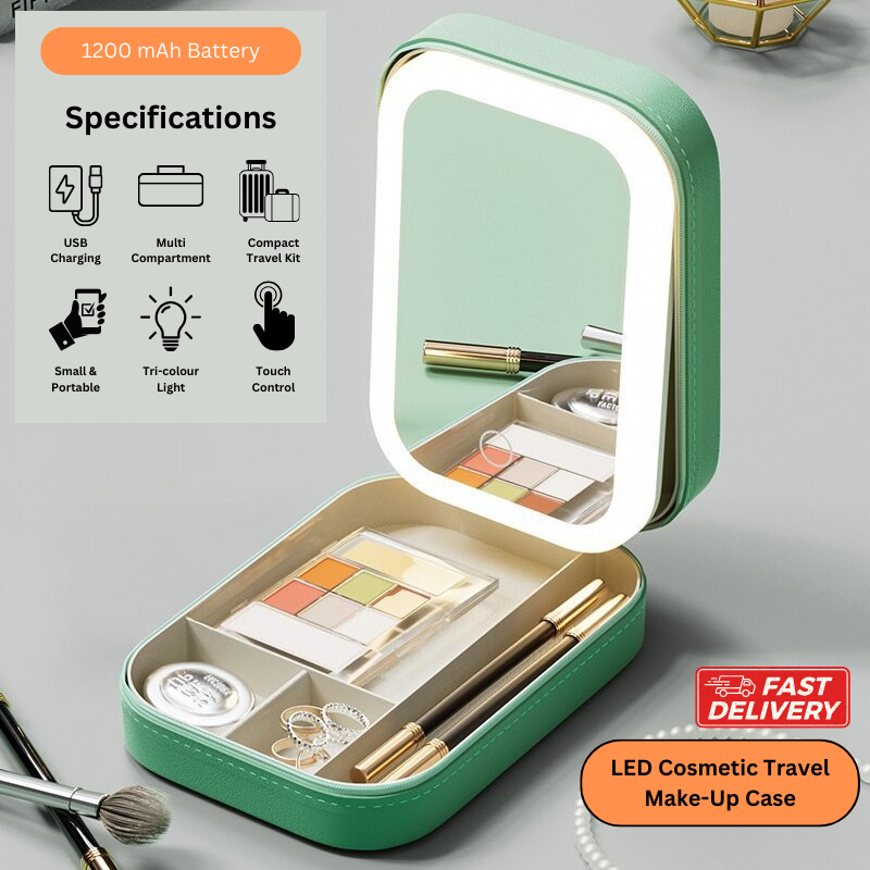LED Cosmetic Mirror Travel Makeup Case / LED tri-colour Makeup Mirror Jewelry Case