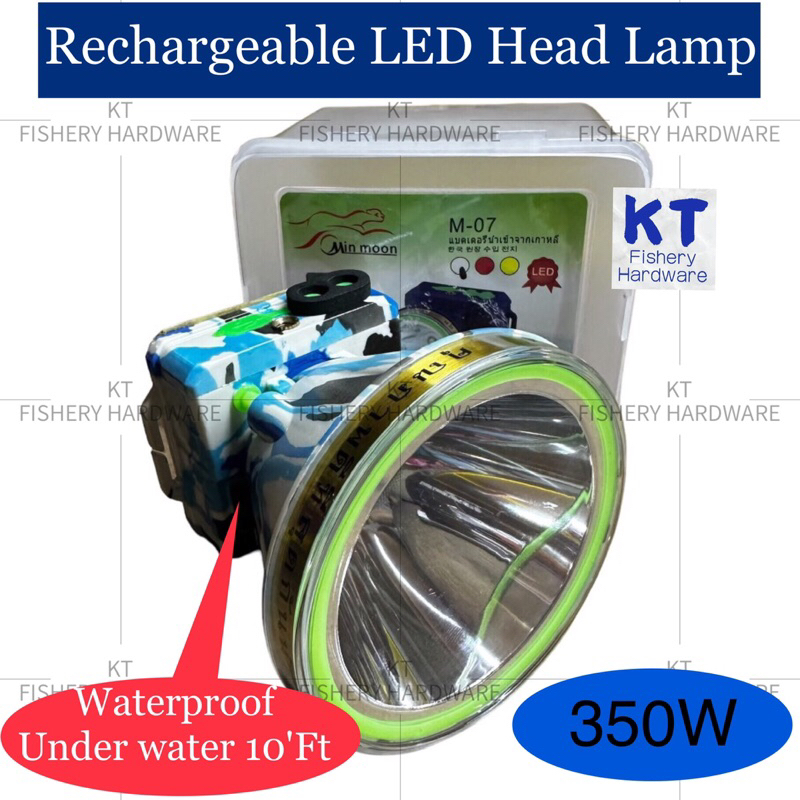 Waterproof 350W High Power Rechargeable LED Head Lamp M-07 / Head Light / Lampu Kepala / Lampu Dahi