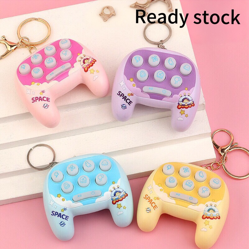 Handheld game console cartoon handle whack-a-mole electronic luminous toy small pendant keychain