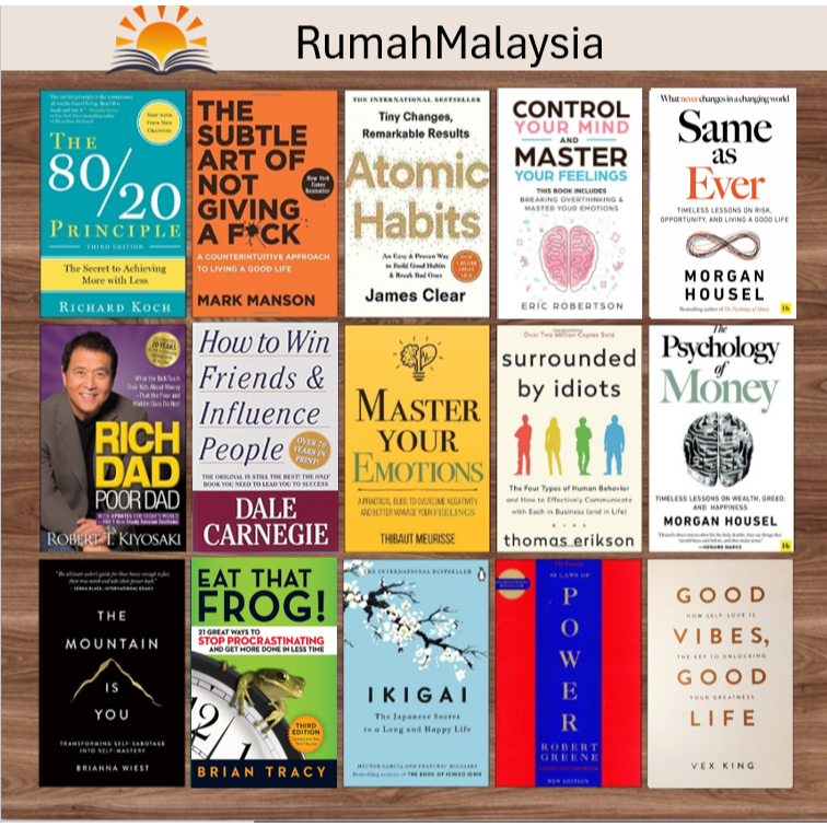 Self help book collection/psychology books/Atomic Habits/Rich Dad Poor Dad/The Psychology of Money rumahmalaysia