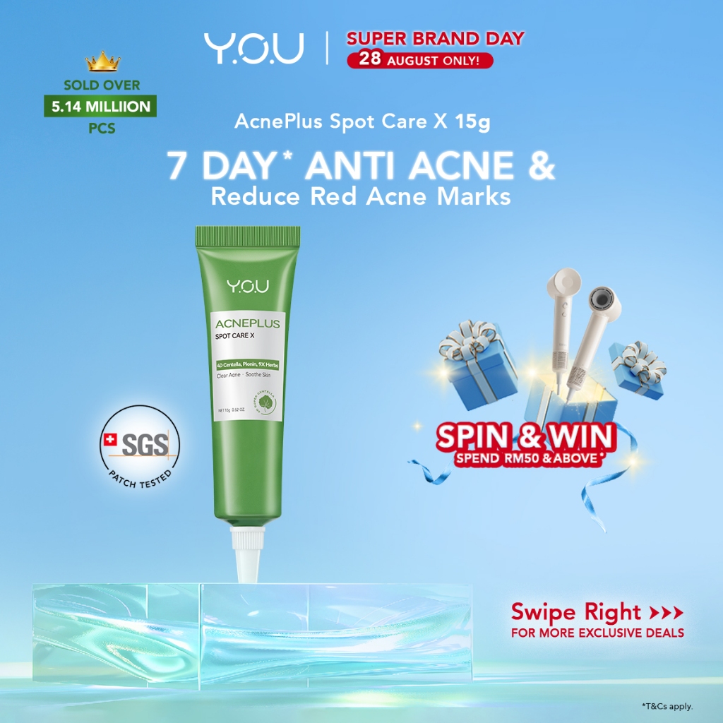[BEST SELLER] Y.O.U AcnePlus Spot Care X with 4D Centella Pionin Rapid Acne Treatment Relieve Breakout Soothe Skin (15g)