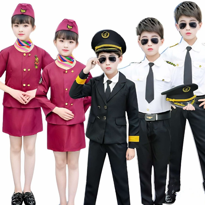 Malaysia Ready StockCaptain Uniform Children Air Pilot Suit Boys Girls Costume Flight Attendant stewardess