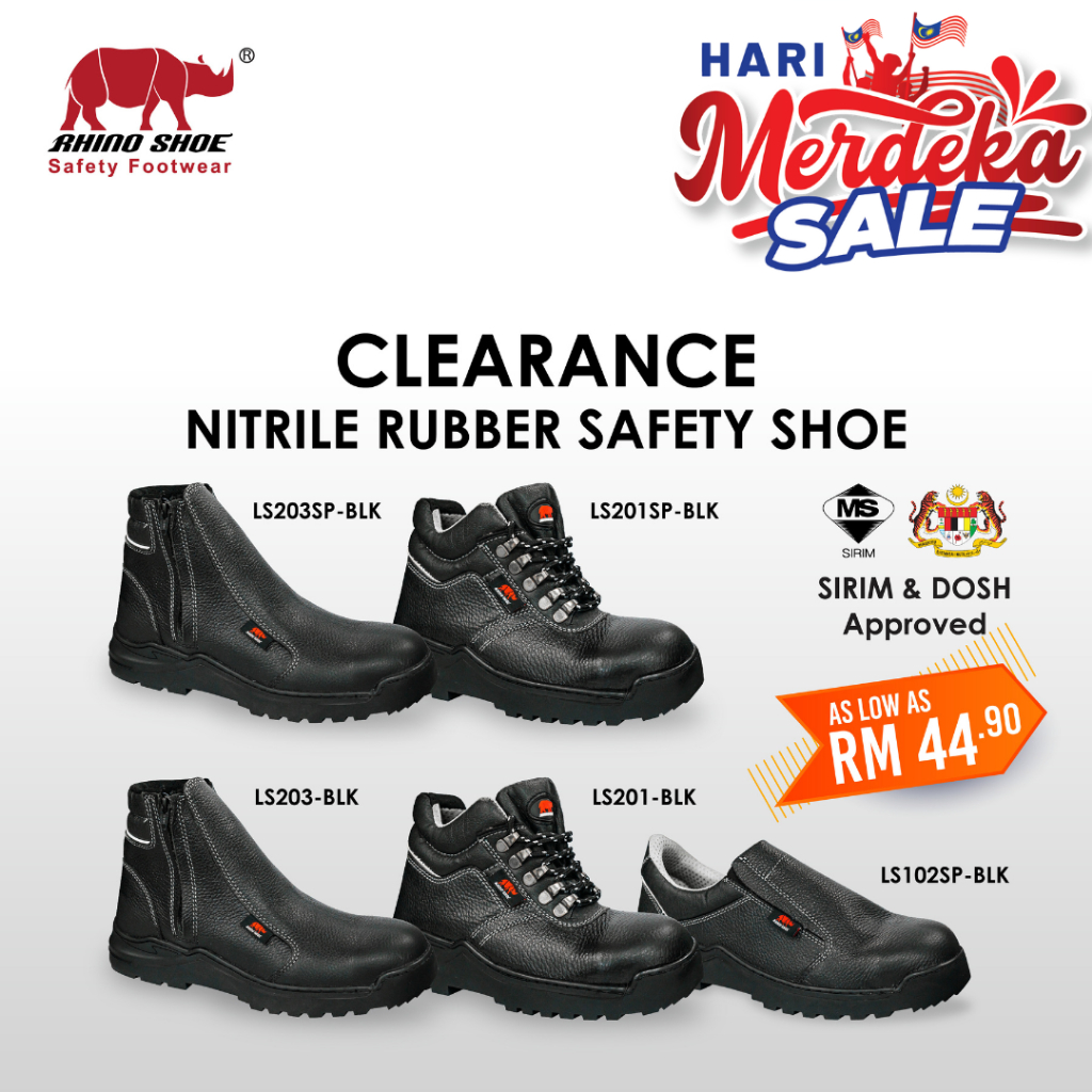 MERDEKA SALES SAFETYWARE RHINO NITRILE RUBBER SAFETY SHOE TAHAN LASAK