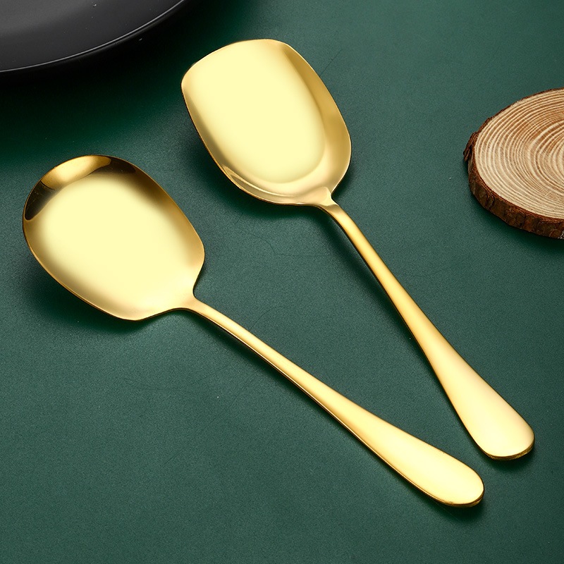 【DapurSavers】Stainless Steel Golden Serving Spoon ,Spaghetti Ladle ,Steamboat Ladle , Salad Tong