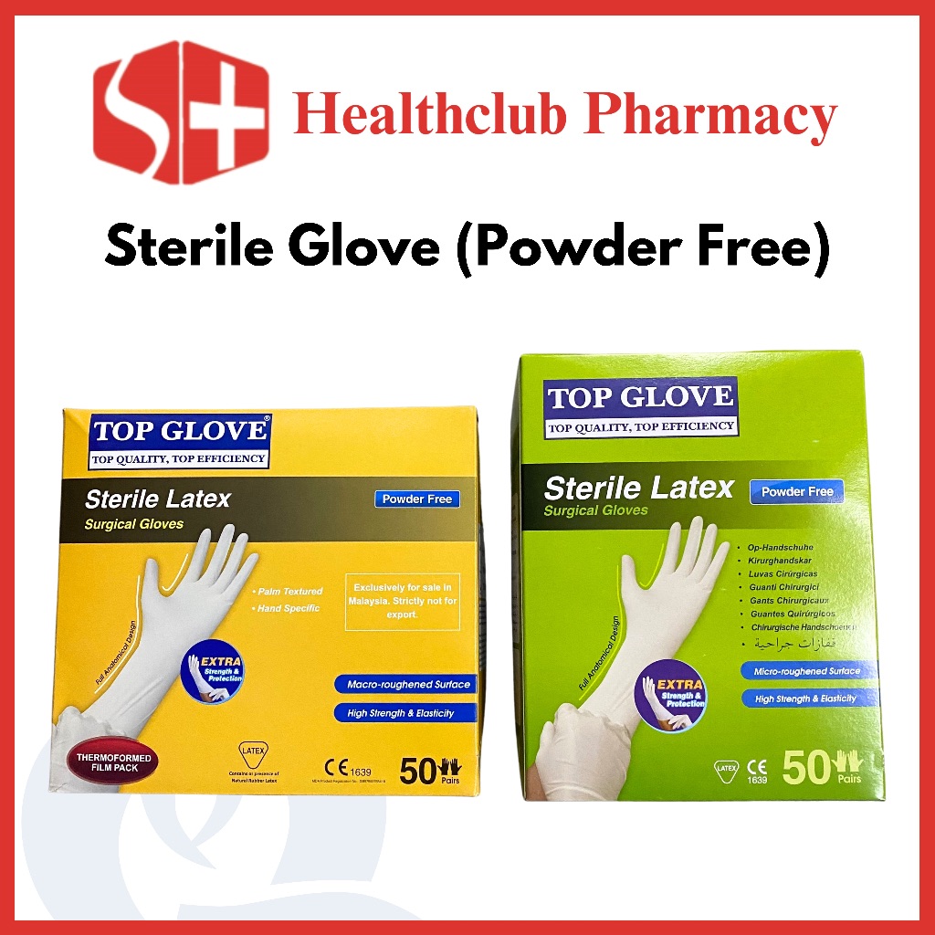 (1 PAIR) TOP GLOVE Sterile Latex Surgical Glove, Powder Free