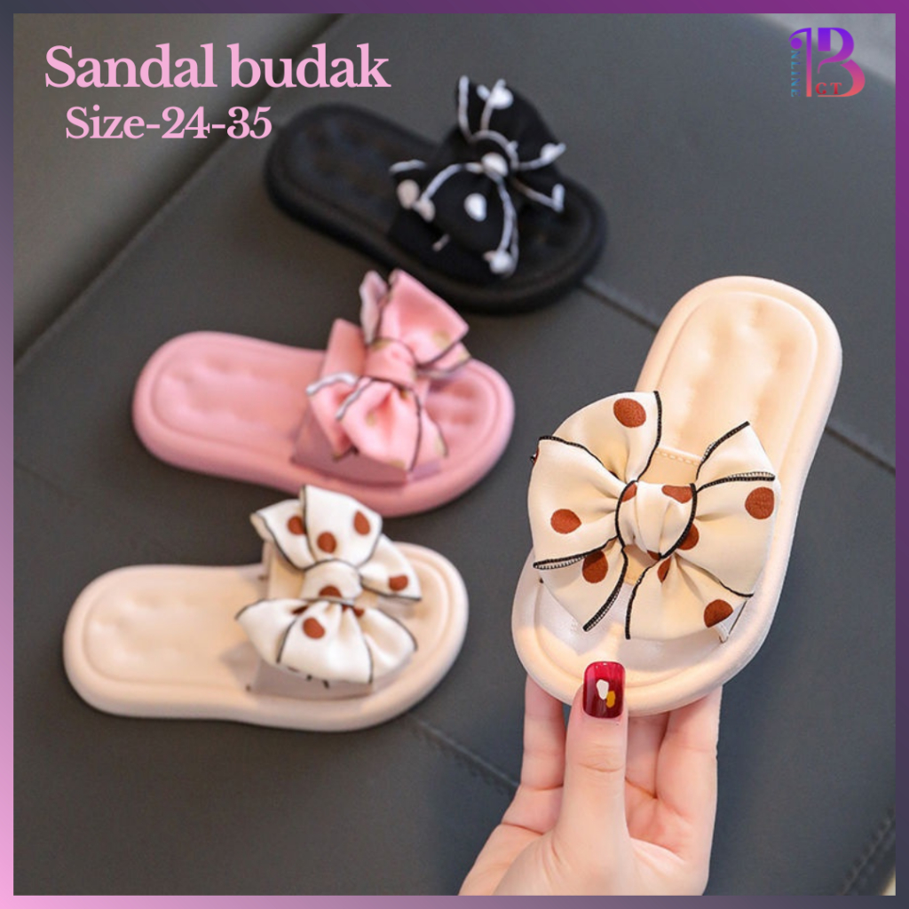 【BCT】Kid's Girs Polka Dot Slides Shoes/Girls Fashion Slipper & Sandals/Kasut Selipar Budak Perempuan