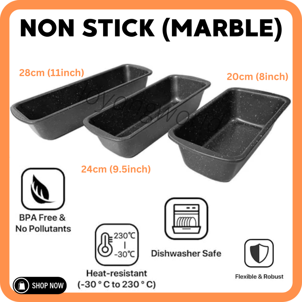 Loyang Non Stick Tin Cake Bakeware- Baking Non-Stick Pan Mould with Marble Coating-Cakes-Bread-Meat Loaf