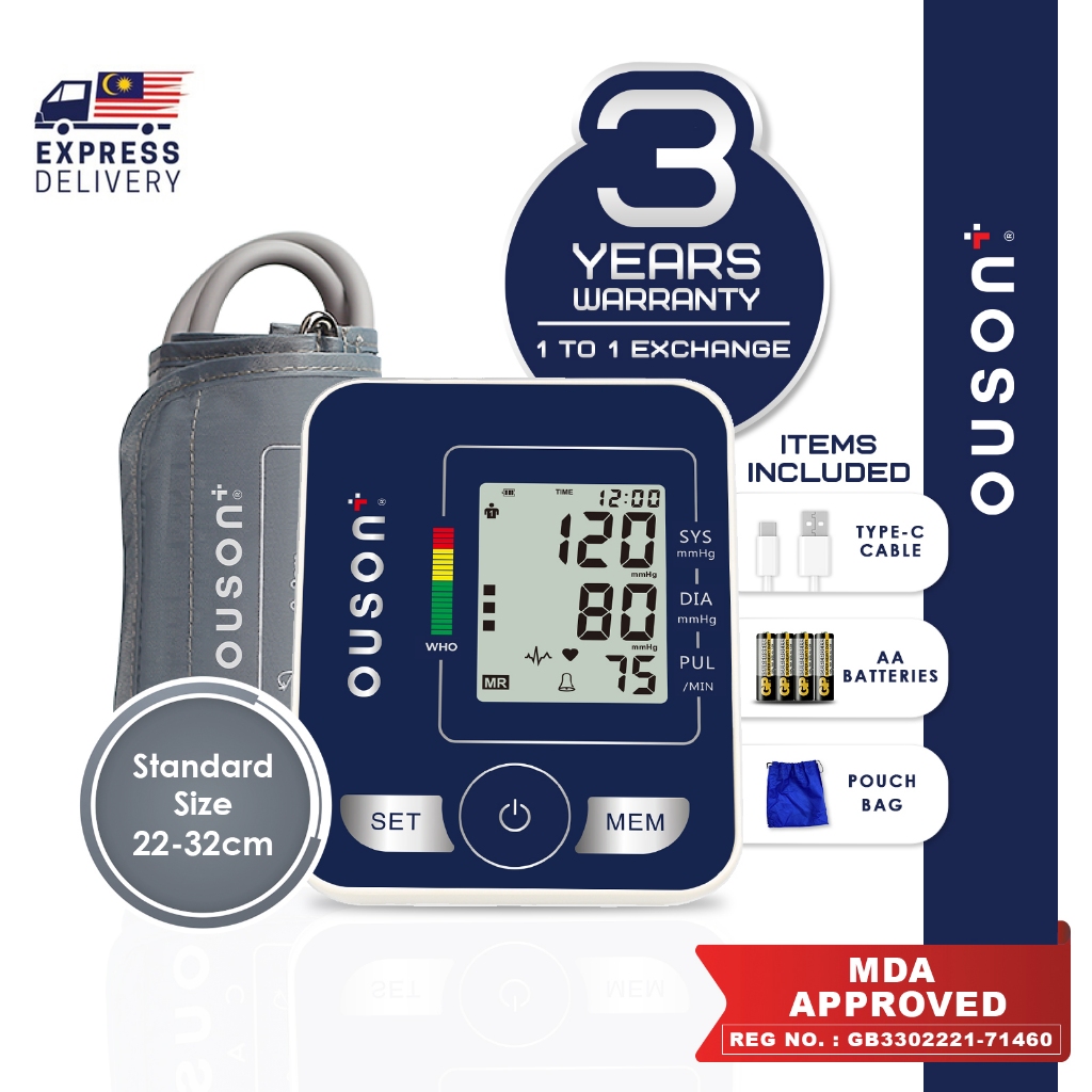 Ouson Digital Blood Pressure And Heart Beat Monitor Arm Cuff Lcd Display 2 User Mesin Tekanan Darah