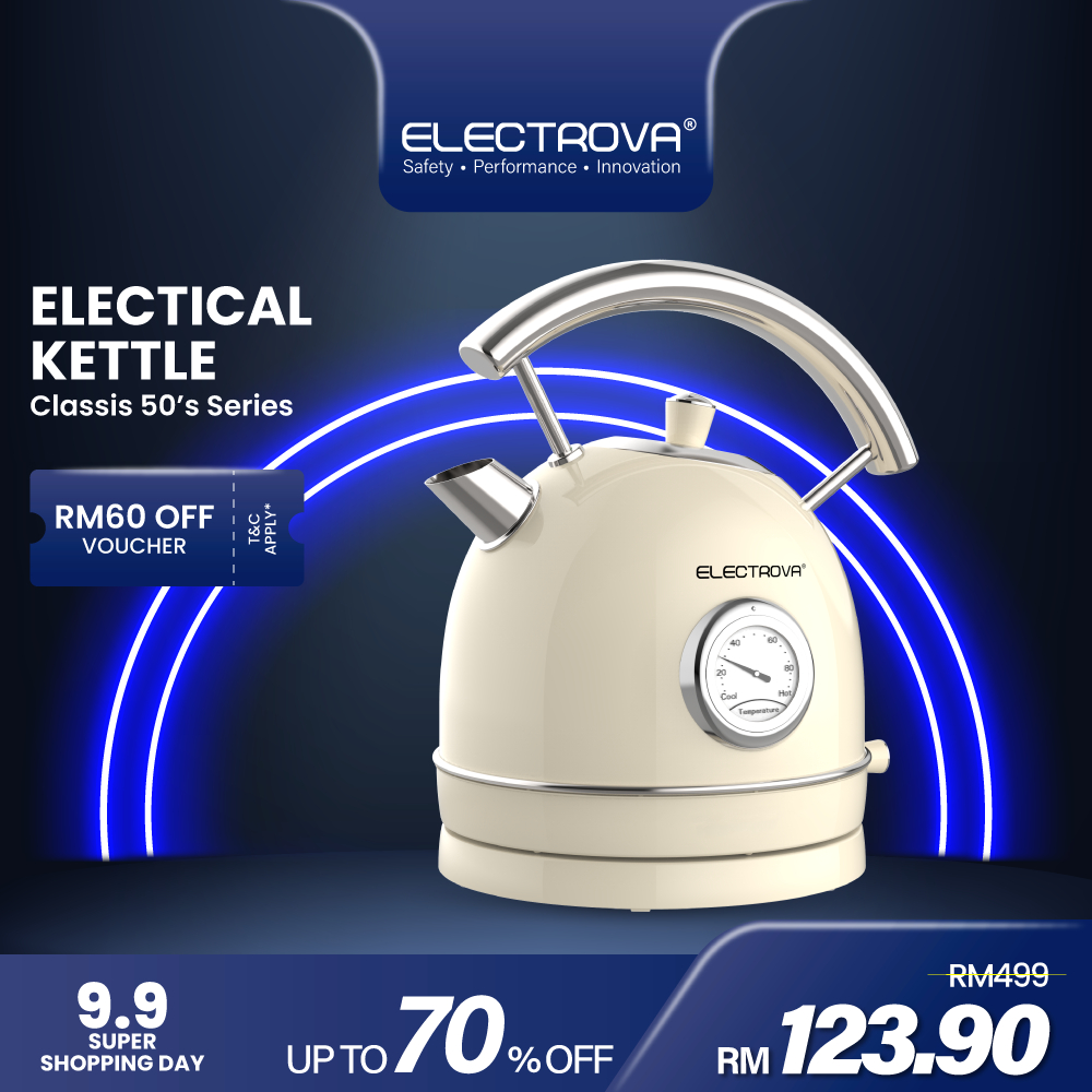 Electrova Classic 50's Series Stainless Steel Electric Kettle (1.8L)