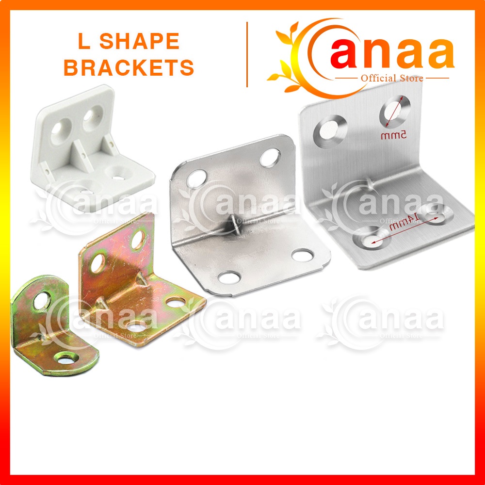 ANAA PVC L Shape Stainless Steel Bracket Metal Drawer Kitchen Cabinet Shelving Laci Kabinet Plastic L 100pcs