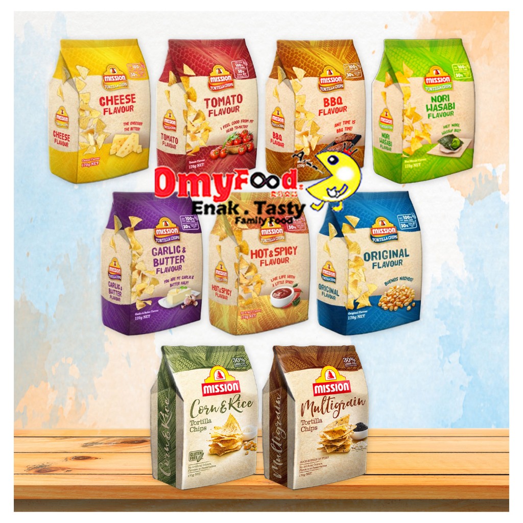 170g Mission Tortilla Chips [Cheese/Tomato/Hot & Spicy/Garlic&Butter/BBQ/Original/Nori Wasabi/Corn&rice/Mulgra][OmyFood]