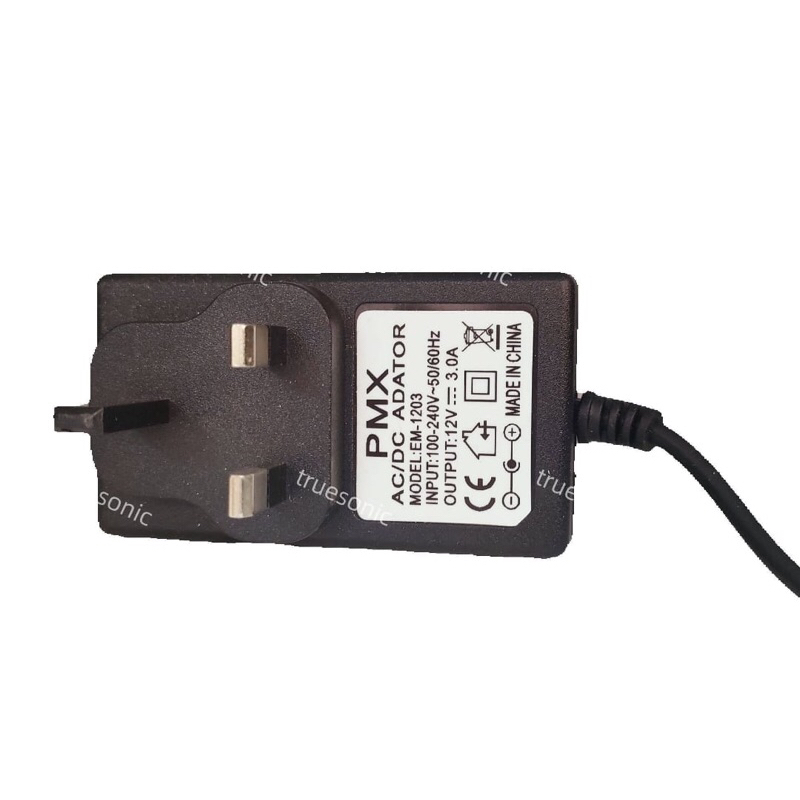 PMX EM-1203 AC 100V-240V TO DC 12V 3A REGULATED 3 PIN POWER ADAPTER