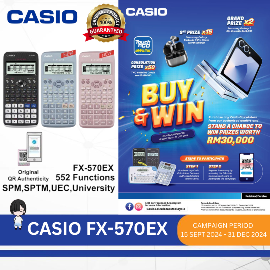 [Original] CASIO SCIENTIFIC CALCULATOR FX-570EX CLASSWIZ (18Months Warranty)