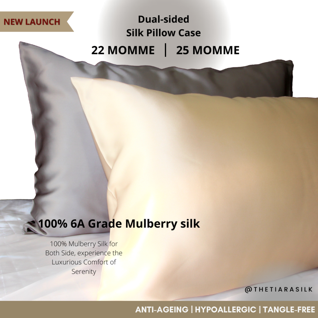 The Tiara Silk Double sided Mulberry Silk Pillow case 22 momme 25 momme Sarung Bantal Sutera 1 pcs