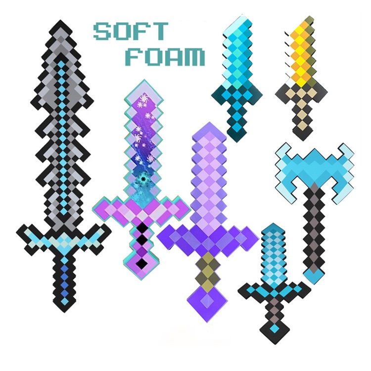 OEM 8 Bit Minecraft Game Soft Foam Pretend Play Cosplay Weapon accessories Tools Fun Figure Children Toys