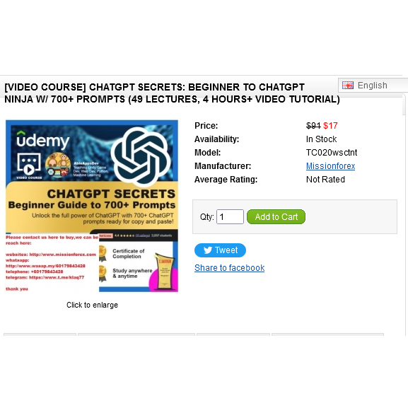 [Video Course] ChatGPT Secrets: Beginner to ChatGPT Ninja w/ 700+ Prompts (49 Lectures, 4 hours+ Video Tutorial)