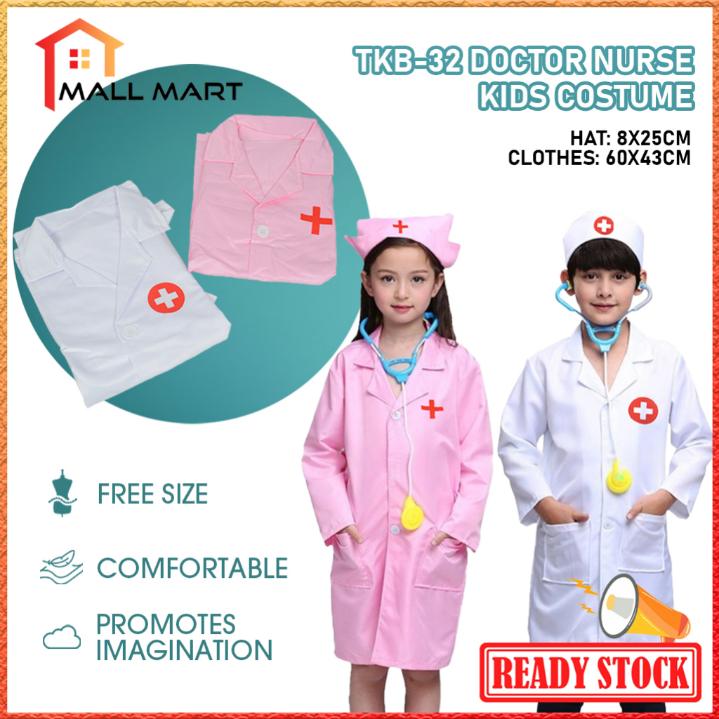 MallMart【READY STOCK!】Pakaian Doktor Baju Doktor Mainan Kanak-Kanak Doktor Cosplay Pakaian Seragam Doktor Hadiah Jururaw