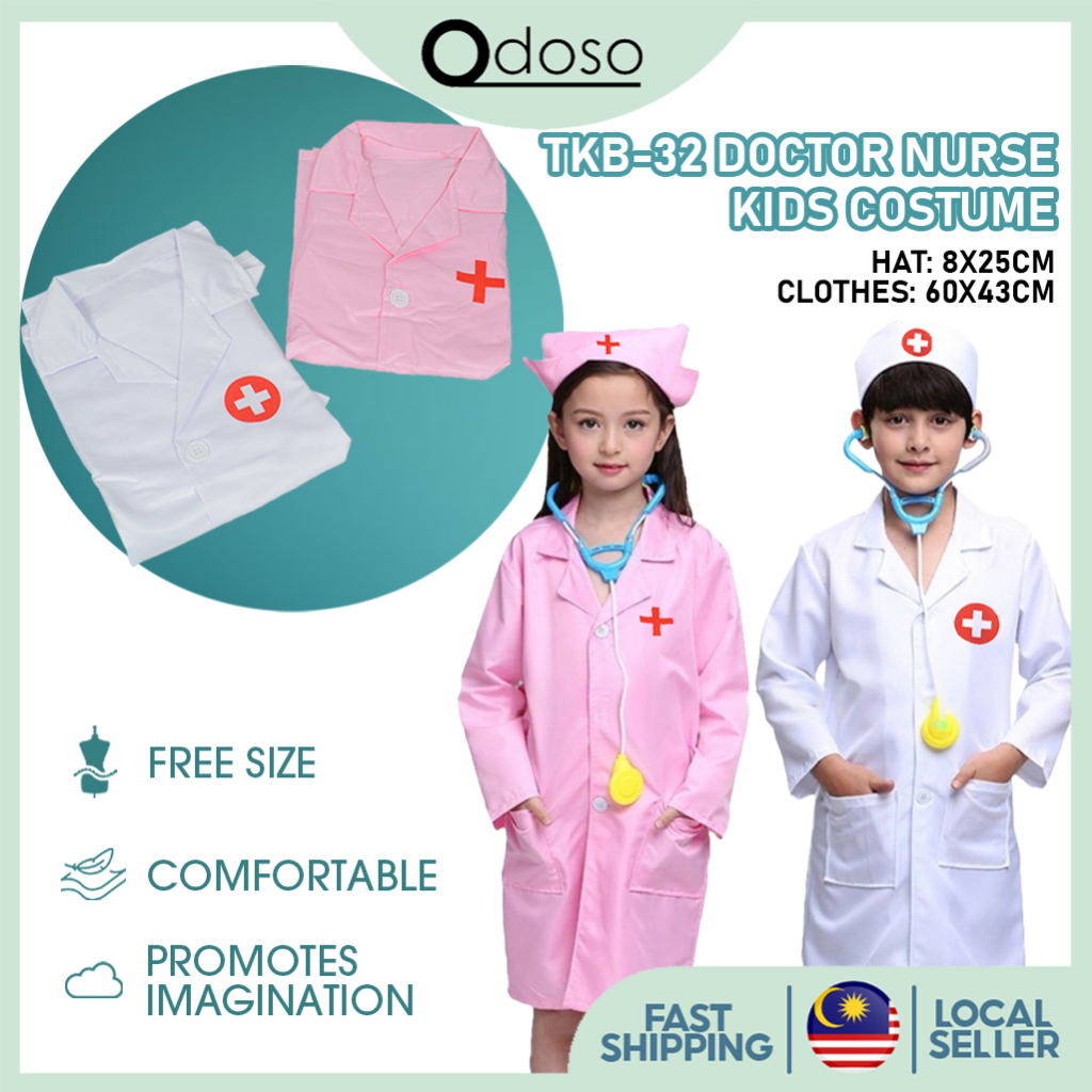 Odoso【READY STOCK!】Pakaian Doktor Baju Doktor Mainan Kanak-Kanak Doktor Cosplay Pakaian Seragam Doktor Hadiah Jururawat