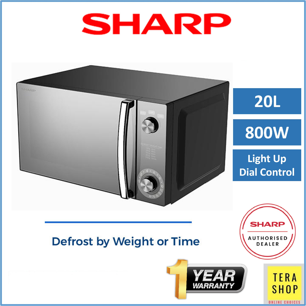 Sharp R2121FGK 20L Microwave Oven 800W Mechanical Control Light Up Dial Control