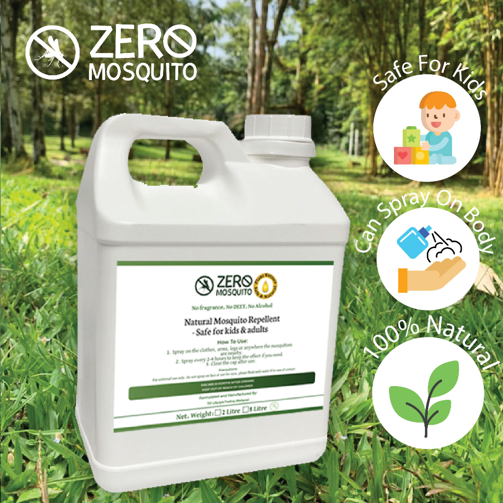 [Refill] Natural Mosquito Repellent Lemongrass Spray Kids Safe 5 Litre 5000ml [ZERO MOSQUITO]