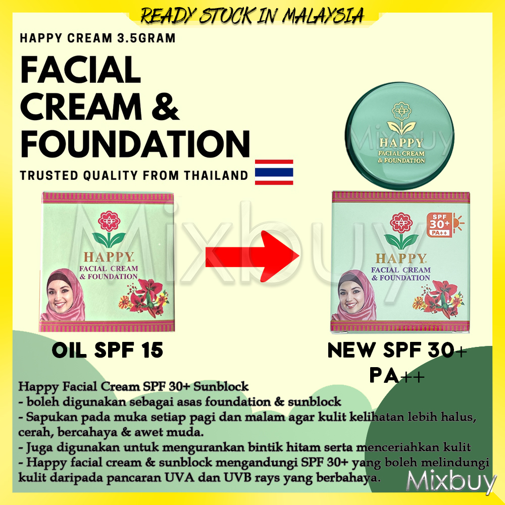 Happy Facial Cream Sunblock Spf30+ PA++ 3.5g