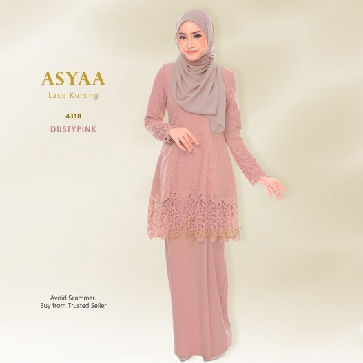 ??PLUS SIZE KURUNG WANITA DUSTY PINK??Koleksi Design Baju Kurung Lace Size XS (34)-10XL(60) Muslimah Fesyen Baju Raya 2024