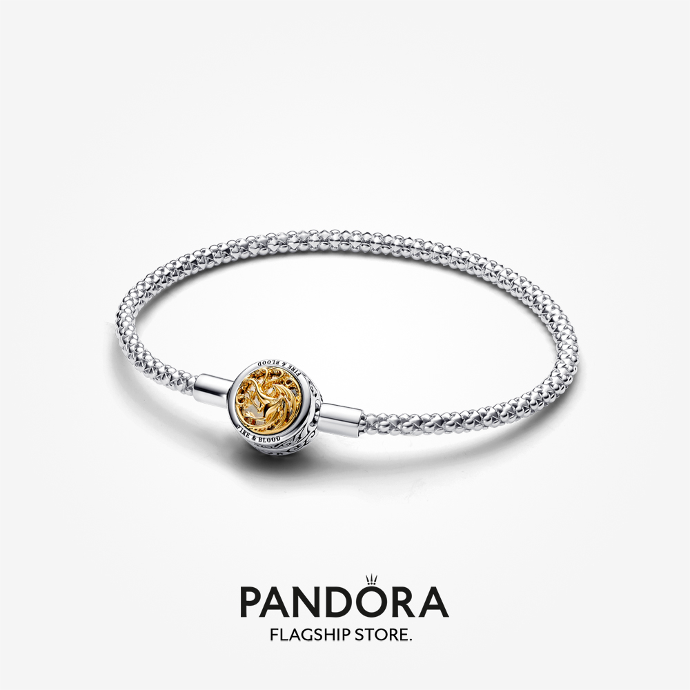 Pandora Game of Thrones 14K Gold Plated House Sigil Clasp Pandora Moments Studded Chain Bracelet