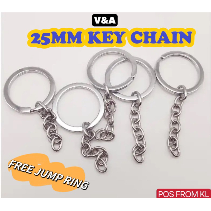 Key Chain, Ring With Short Chain, Phone Strap , Keychain Ring DIY 钥匙圈 O Ring Rantai Kunci 25mm