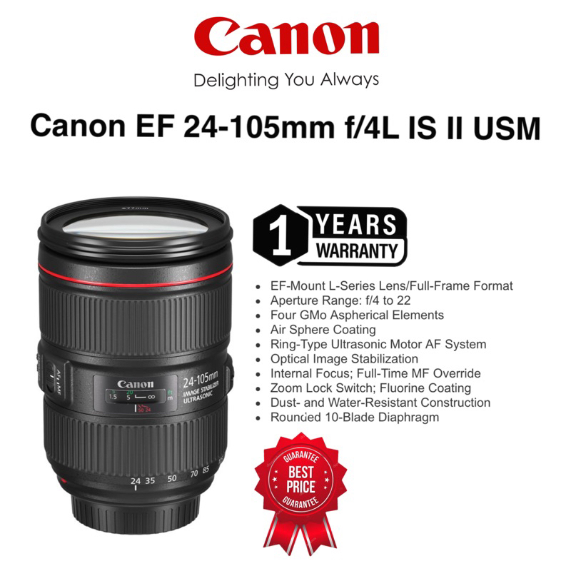 Canon EF 24-105mm F/4L IS II USM Full Frame Lens for canon Full Frame Camera 24-105mm F/4 IS II USM 24-105mm Full frame