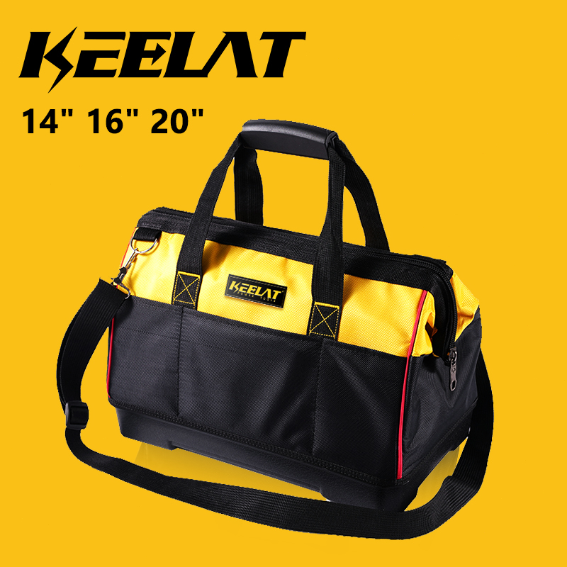 KEELAT 14/16/20 Inch Electrician Tool Bag Canvas Multi-function Large  Wide Mouth Shoulder Waterproof