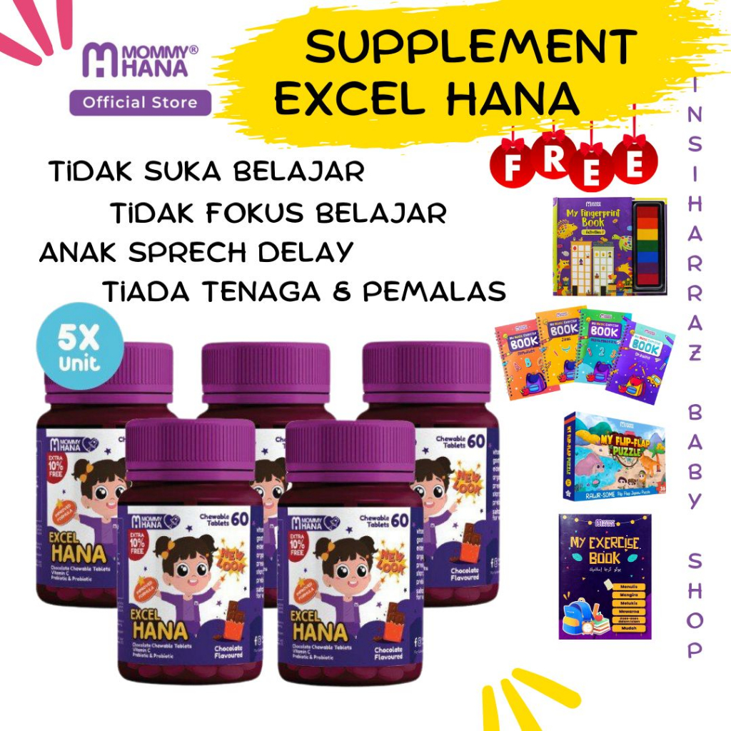 VITAMIN MINDA EXCEL HANA HQ | SUPPLEMENT COKLAT MINDA | SUPPLEMENT KANAK KANAK | BRAIN BOOSTER