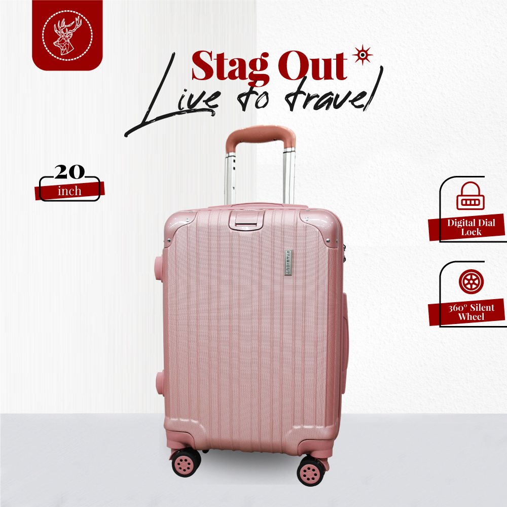 Stag-Out Amirates Premium Travel Luggage Bag 20" ABS Hard Case lightweight suitcase Bagasi Kabin (Color Rose Gold)