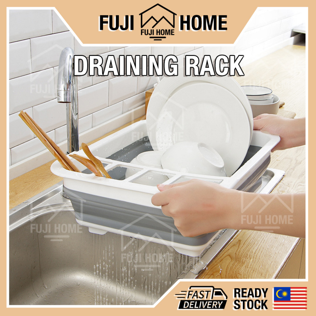 READY STOCKFoldable Dish Rack Drainage Dish Drainer Plate Organizer Tableware Kitchen Rack Drying Kitchenware Tablewar