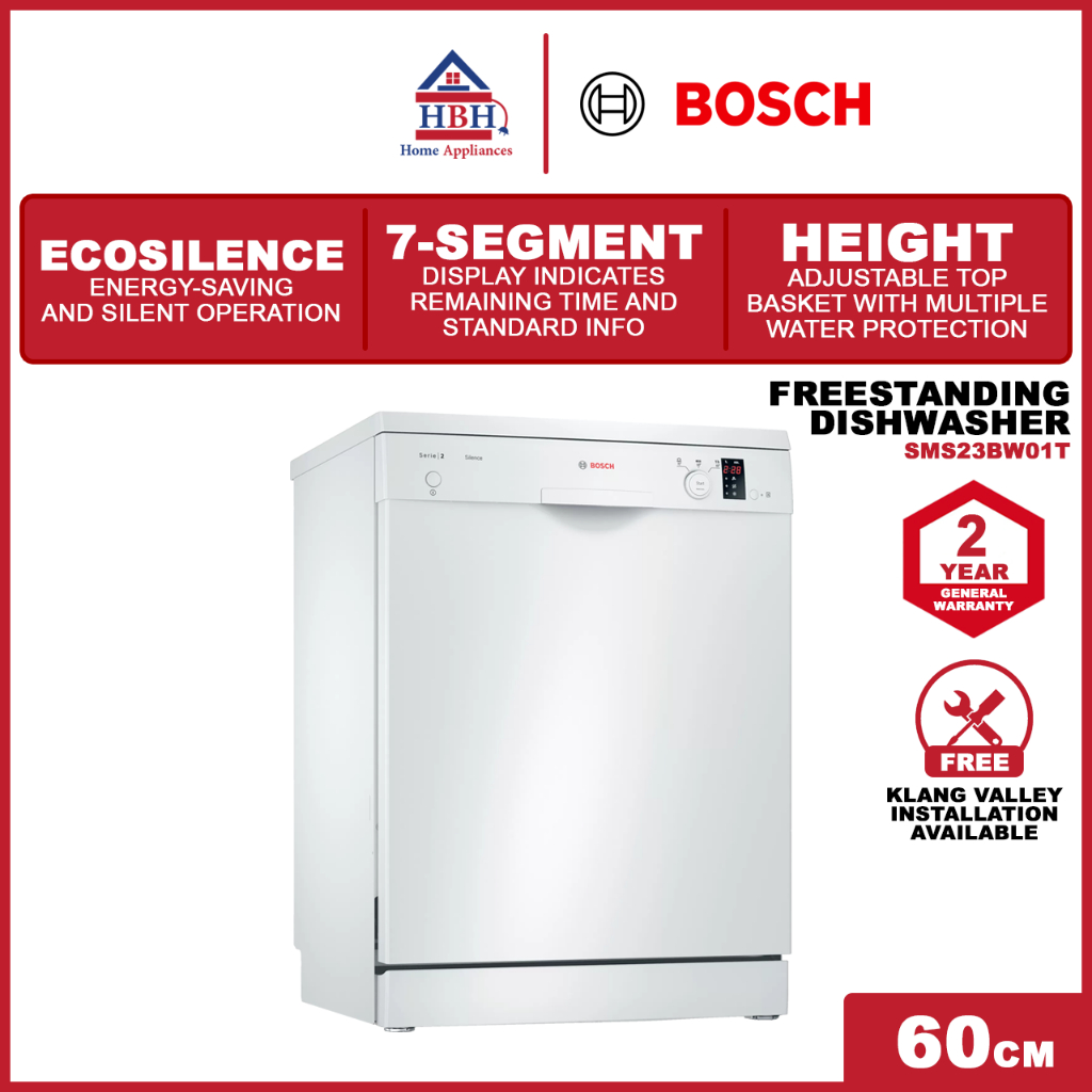 Bosch Series 2 SMS23BW01T 60cm 12 Place Setting BLDC 2400W Freestanding Dishwasher