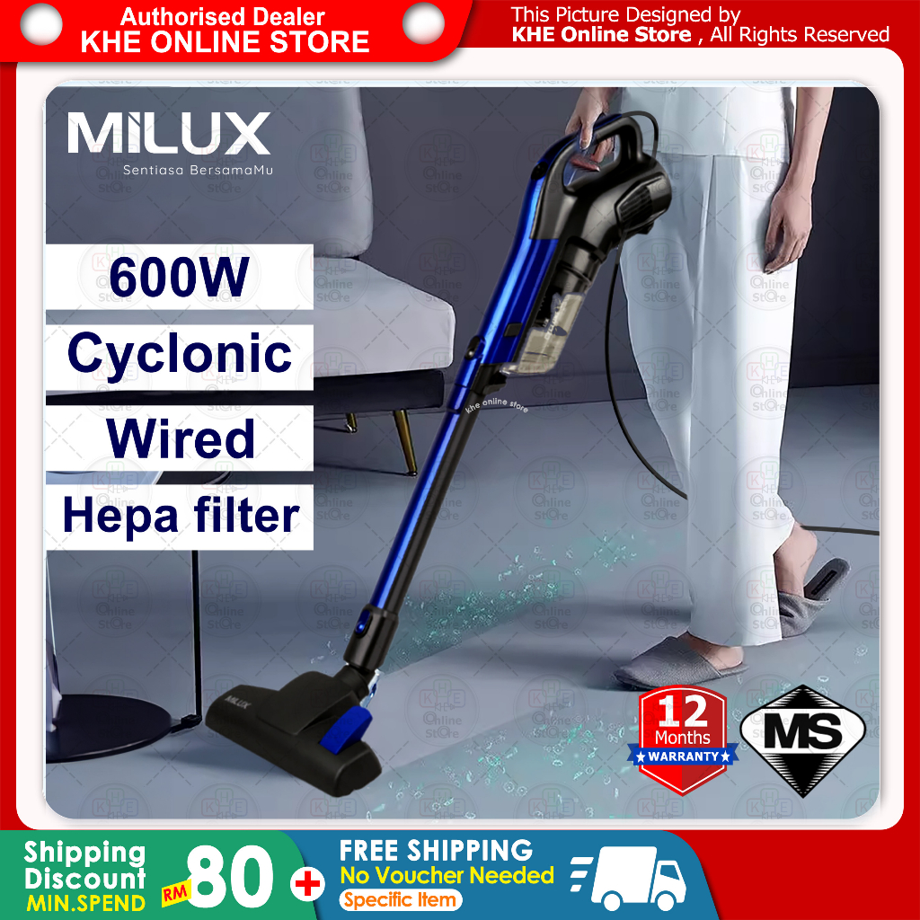 Milux Wired Cyclonic Handheld Vacuum Cleaner 600W MVC-861