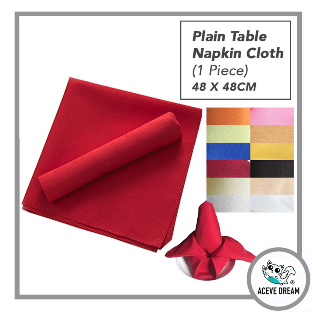 ACEVE DREAM READY STOCK 1 pc Plain Colorful Table Napkin Cloth Dinner Banquet Wedding Event Cup Towel Decoration Hotel