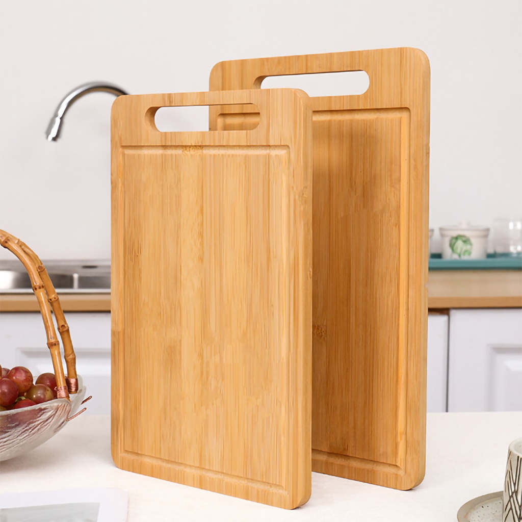 Bamboo Cutting Board with Cutout Handle and Juice Groove, Kitchen Chopping Board for Meat and Vegetables Chopping Boards