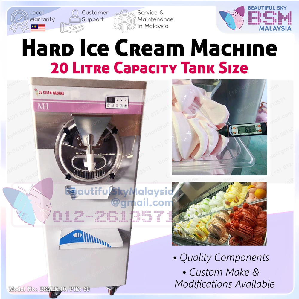 20 Litre Hard Ice Cream Gelato Machine Sorbet Scoop Mesin Aiskrim Corek Yogurt 20L Tabung Icecream Malaysia ㅤ