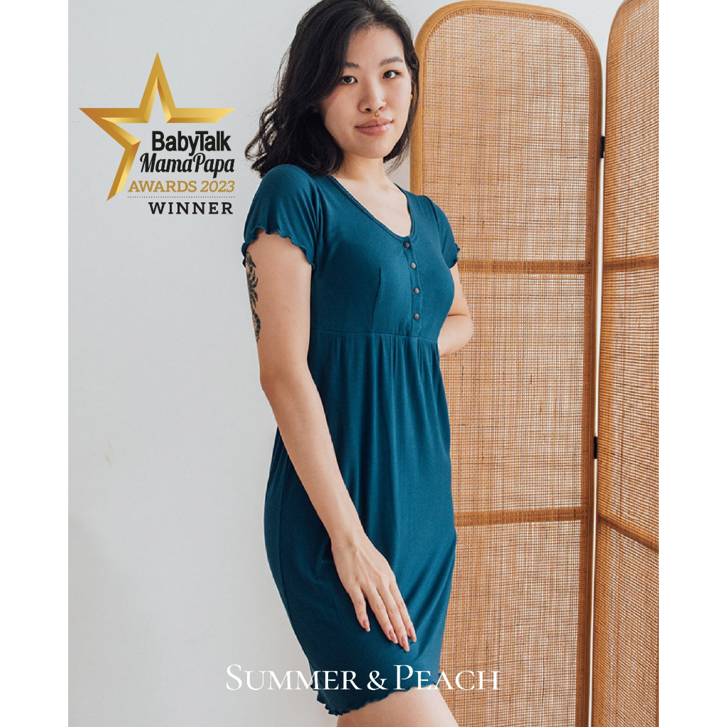 Summer & Peach Nursing / Maternity Dress Button Down M-3XL 纯棉孕妇哺乳裙加大码