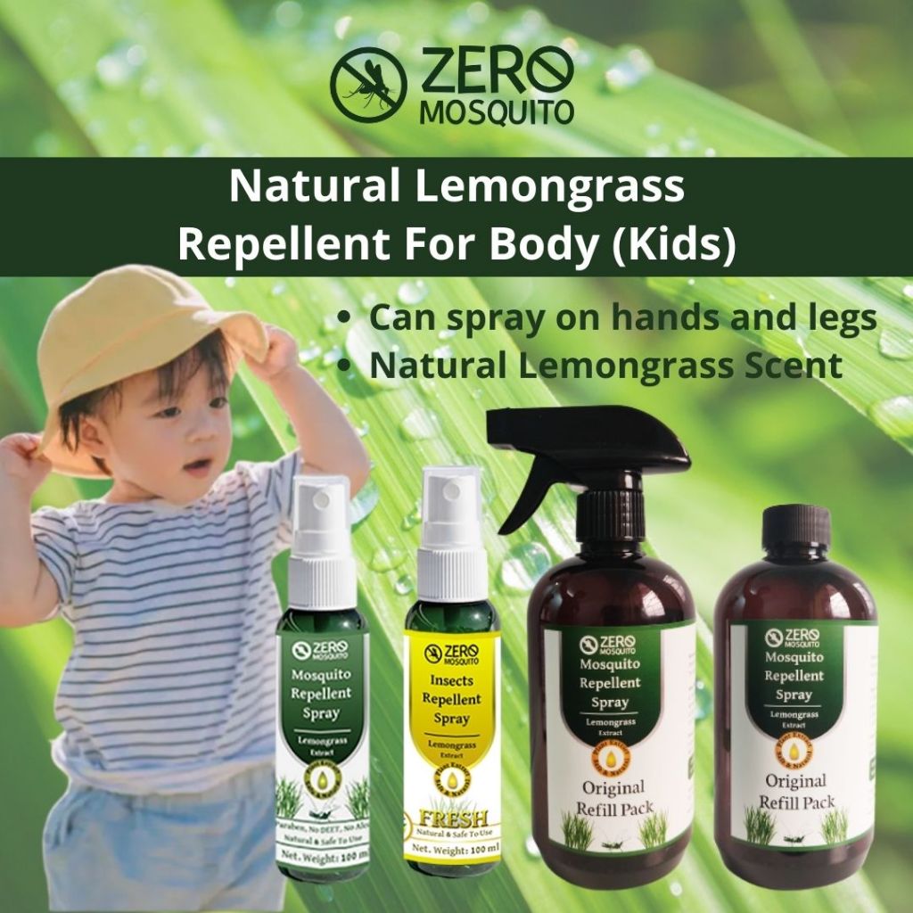 Natural Mosquito Repellent Lemongrass Spray Anti-Mosquito Kids Safe Aromatherapy [ZERO MOSQUITO]