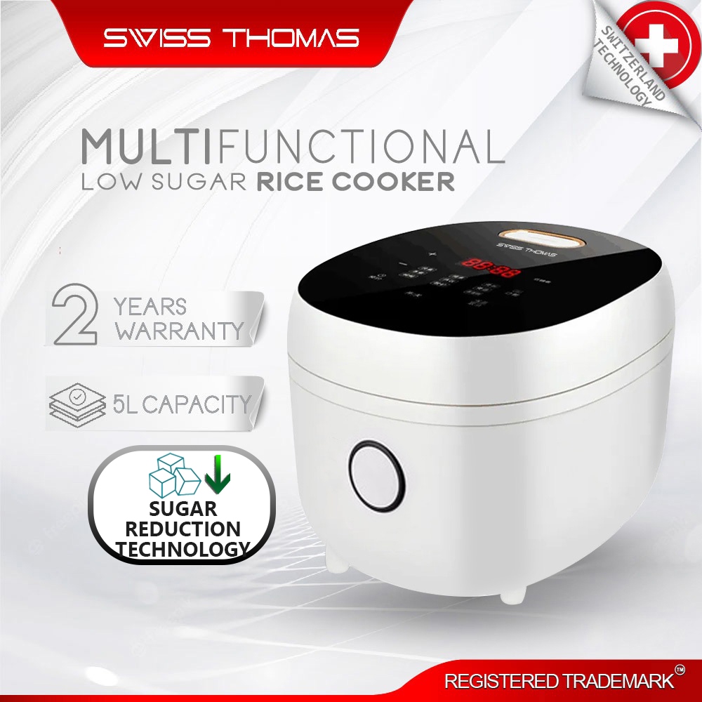 Swiss Thomas Low Sugar Rice Cooker 3 Layers Sugar Filtration Soft Grain Core Non-Stick (5L) GR-S50AD